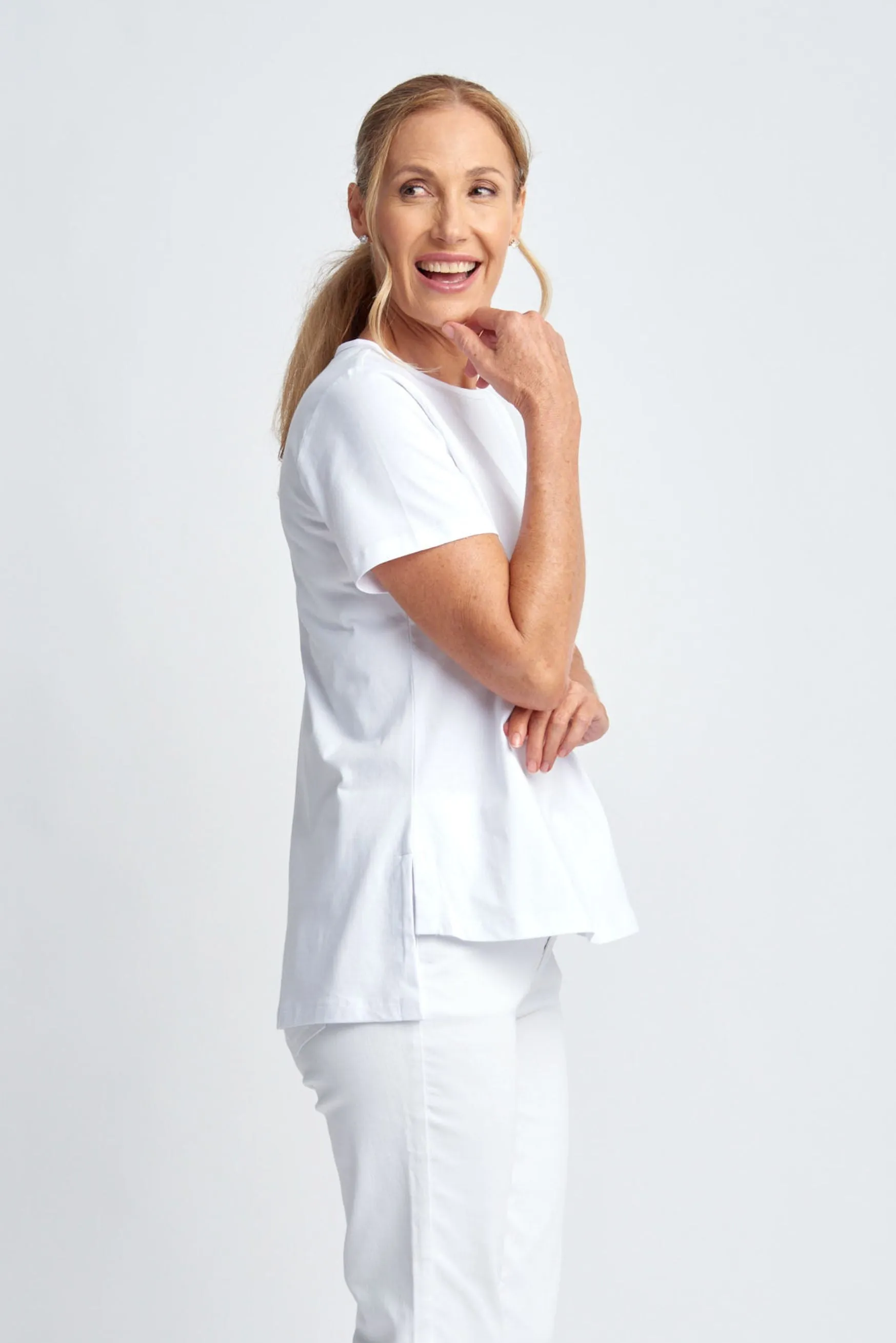 A Line Cotton Tee White