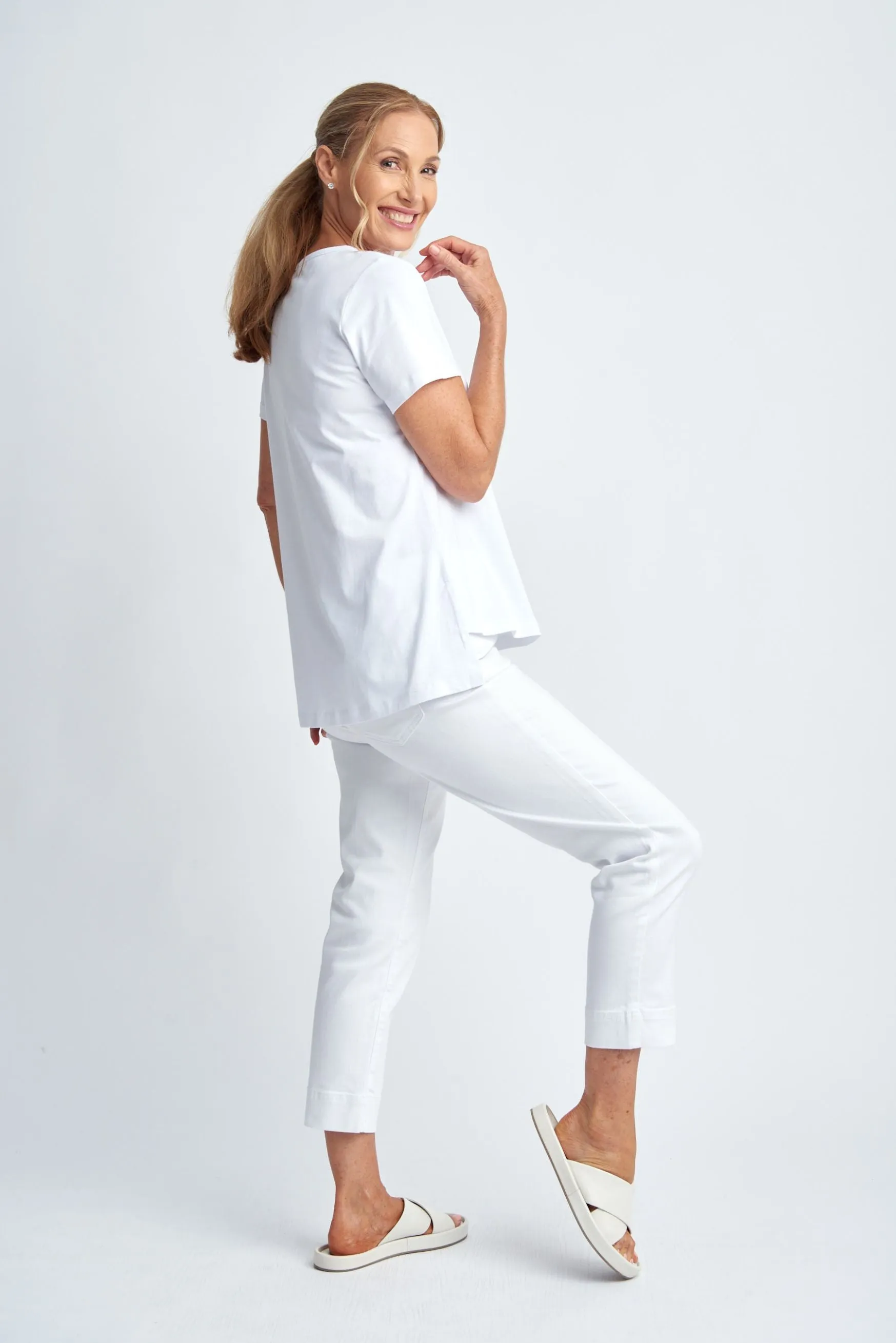 A Line Cotton Tee White