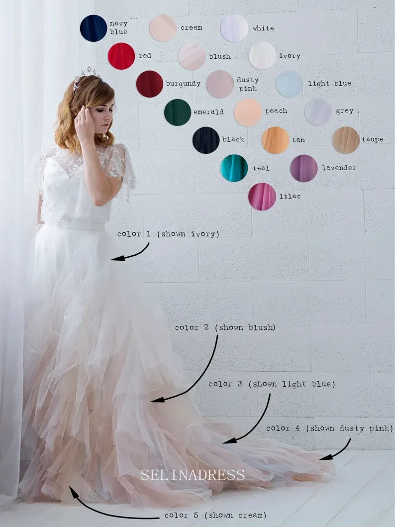 A-line Ombre Wedding Dress Tulle Wedding Dress Strapless Bridal Gown Wedding Dress Bridal Gown GRSD005