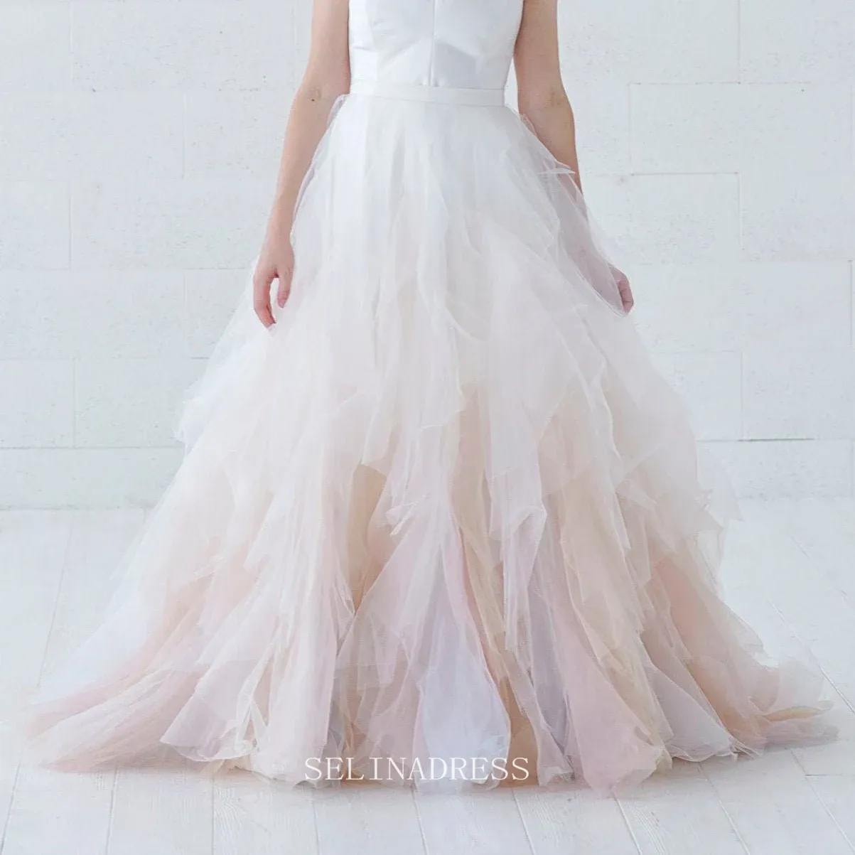 A-line Ombre Wedding Dress Tulle Wedding Dress Strapless Bridal Gown Wedding Dress Bridal Gown GRSD005