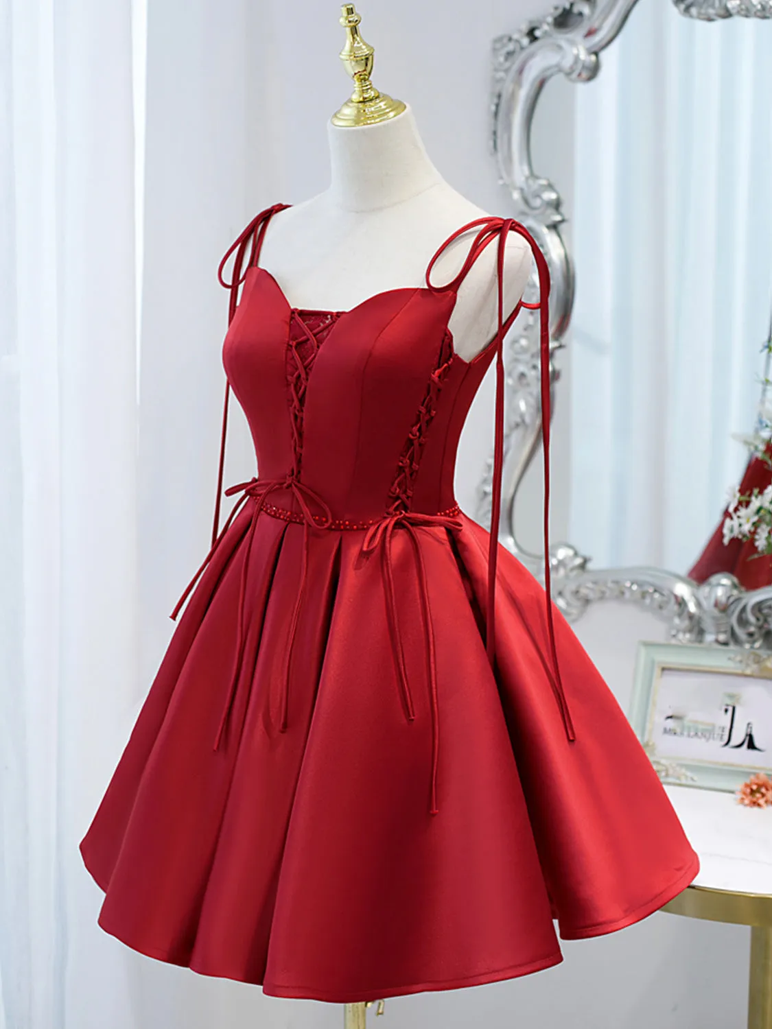 A-line Spaghetti Straps Cheap Short Prom Dress Red Homecoming Dress kts101