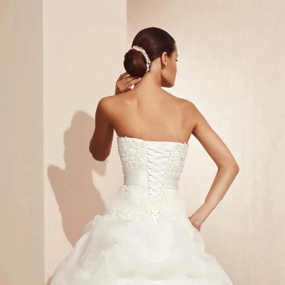 A-line Wedding Dress Beading Strapless Lace Up Off the Shoulder Bridal Dress