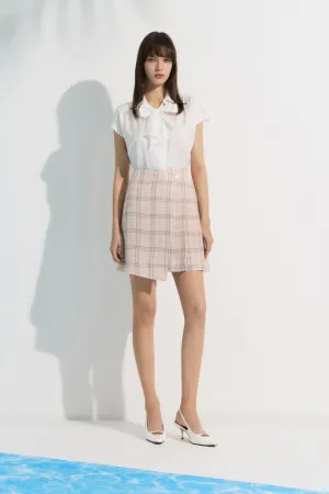 A-Line Wrapped Skirt in  Plaid Checks