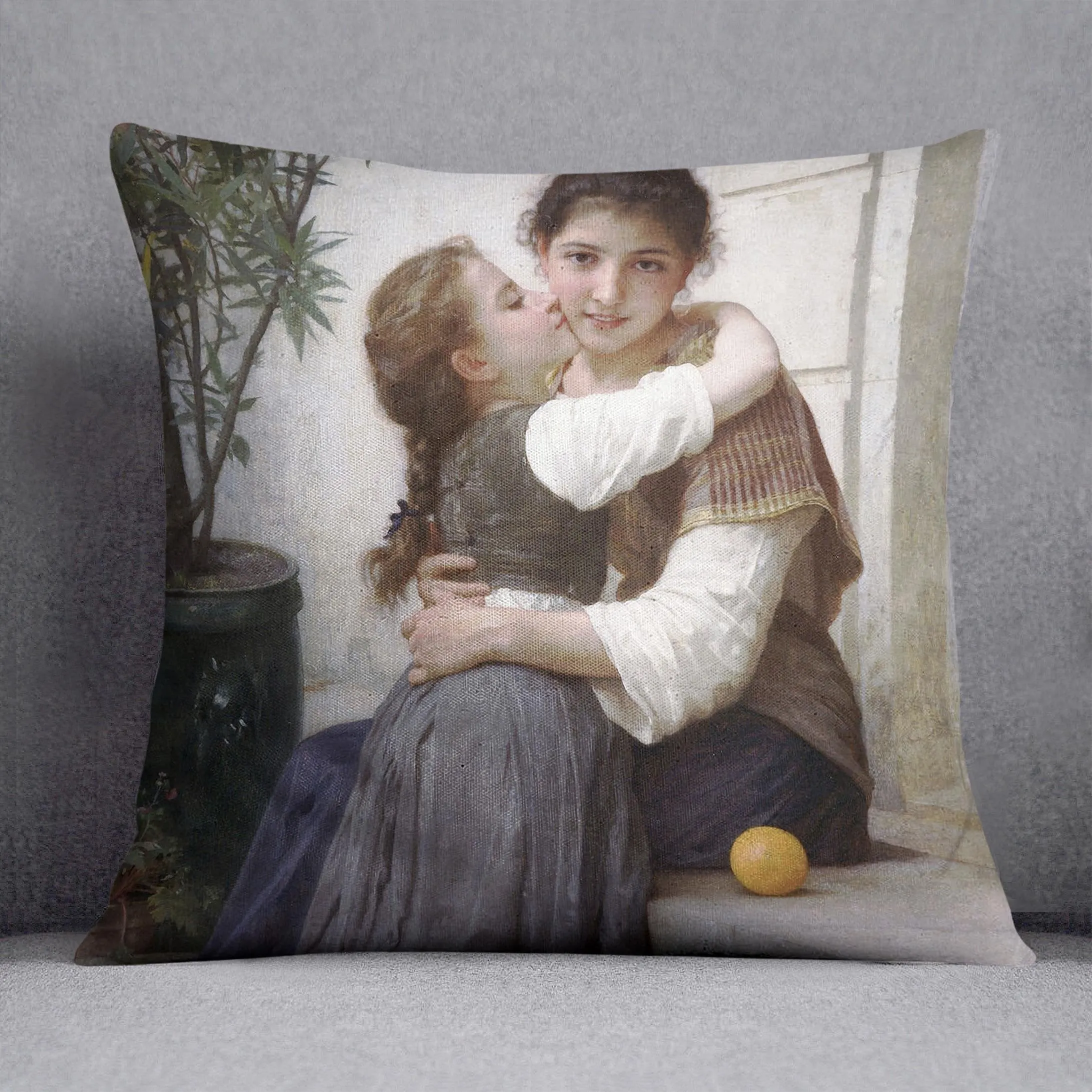 A Little Coaxing 1890 By Bouguereau Throw Pillow