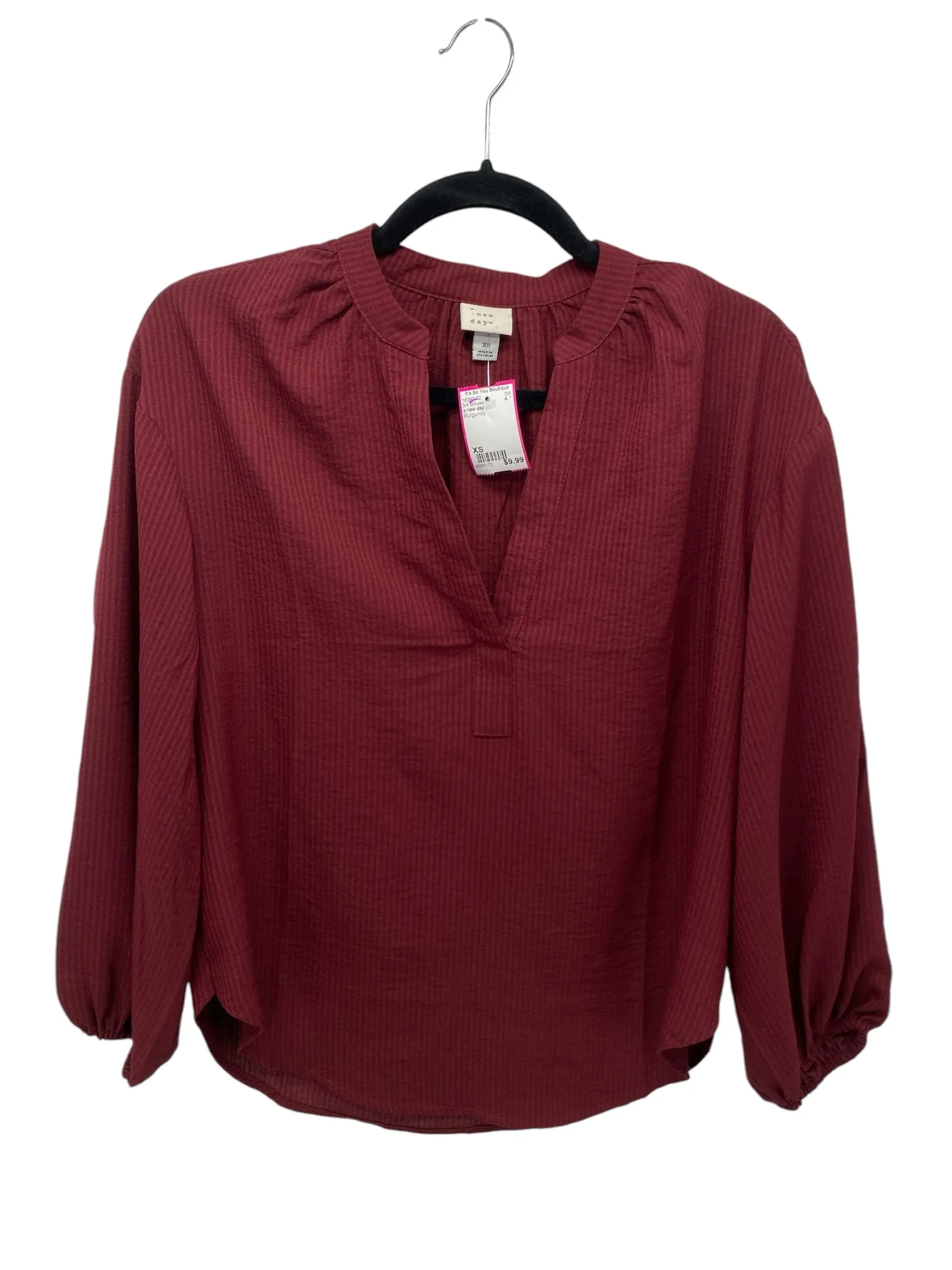 a new day Misses Size XS Burgundy 3/4 Blouse