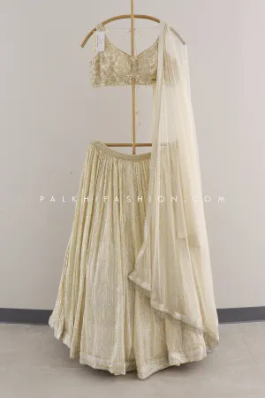 A Touch of Glamour: A Champagne Color Designer Lehenga Choli