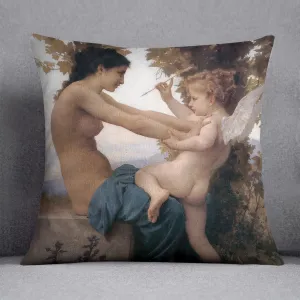 A Young Girl Defending Herself Against Eros By Bouguereau Throw Pillow