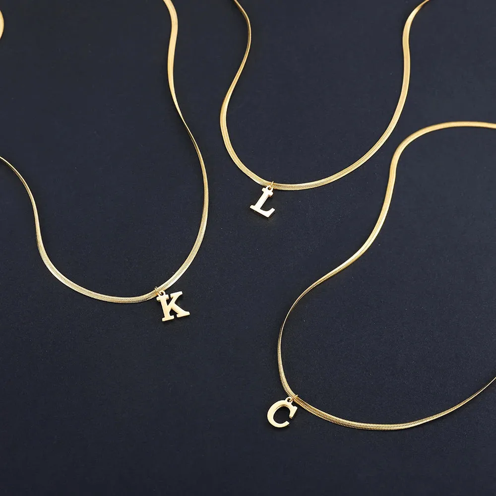 A-Z Alphabet Gold Plated Stainless Steel Pendant