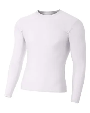 A4 NB3133 Youth Long Sleeve Compression Crew - White