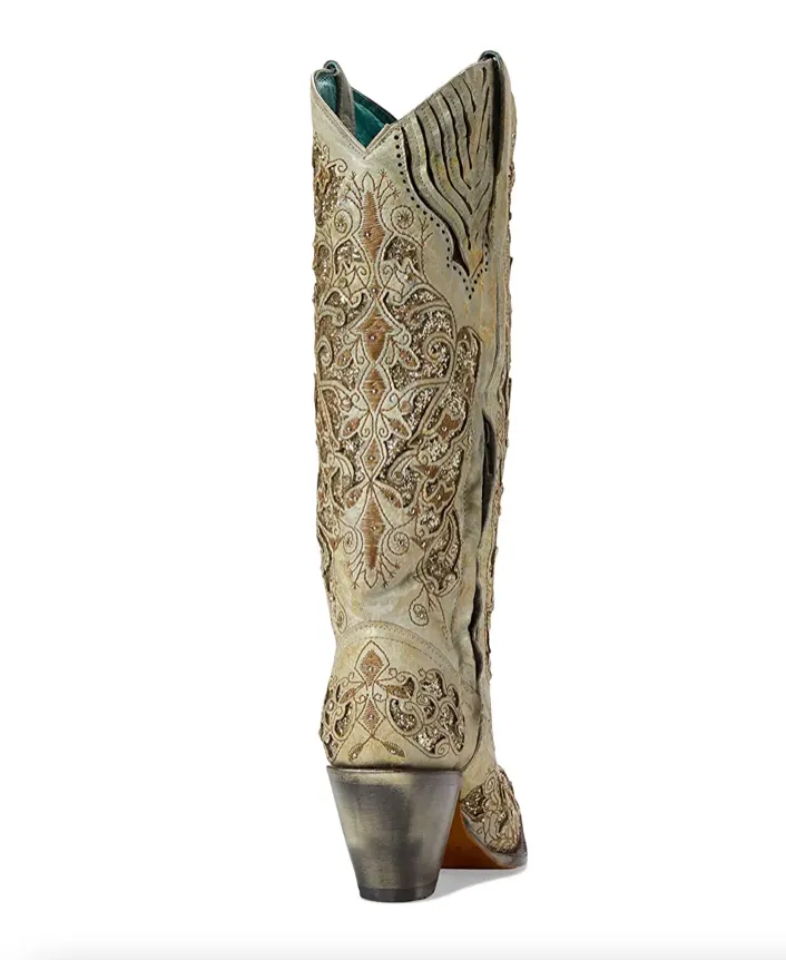 A4345 - Corral Boots Women’s White With Glitter Inlay Boot