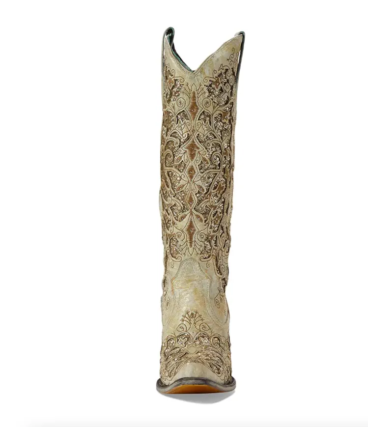 A4345 - Corral Boots Women’s White With Glitter Inlay Boot