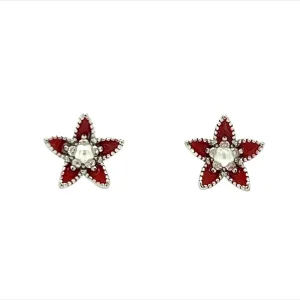 A497 Red Flower Post Earrings