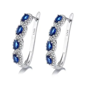 A550 Blue Stone Hoop Earrings