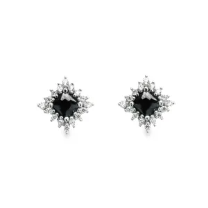 A656 Square Black Cz Post Earrings