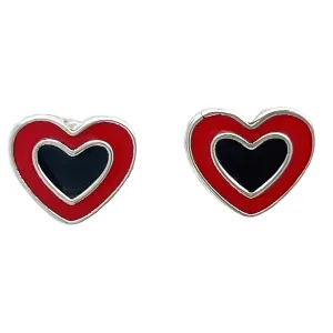 A839 1 Red And Black Heart Post Earrings