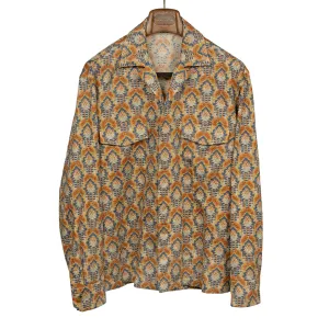 AAlgeri shirt jacket in orange and blue printed cotton double gauze