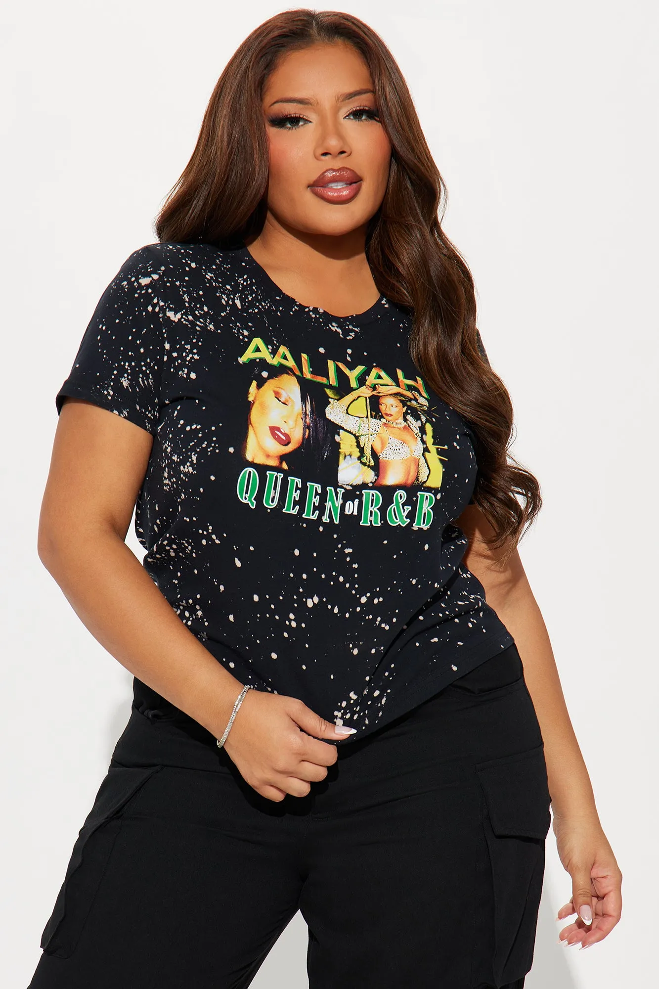 Aaliyah Only Washed Baby Tee - Black