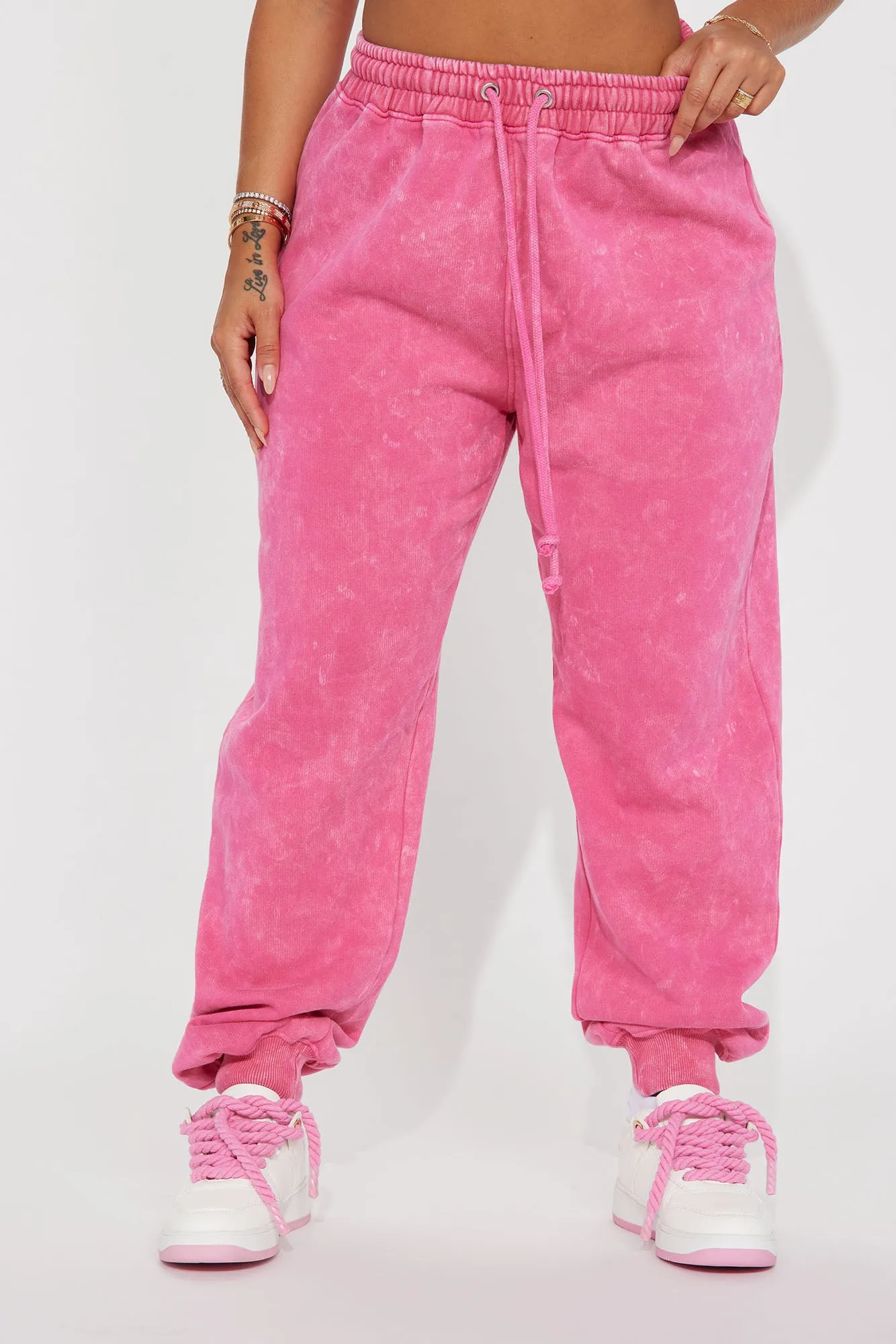 Aaliyah Washed Lounge Jogger - Fuchsia