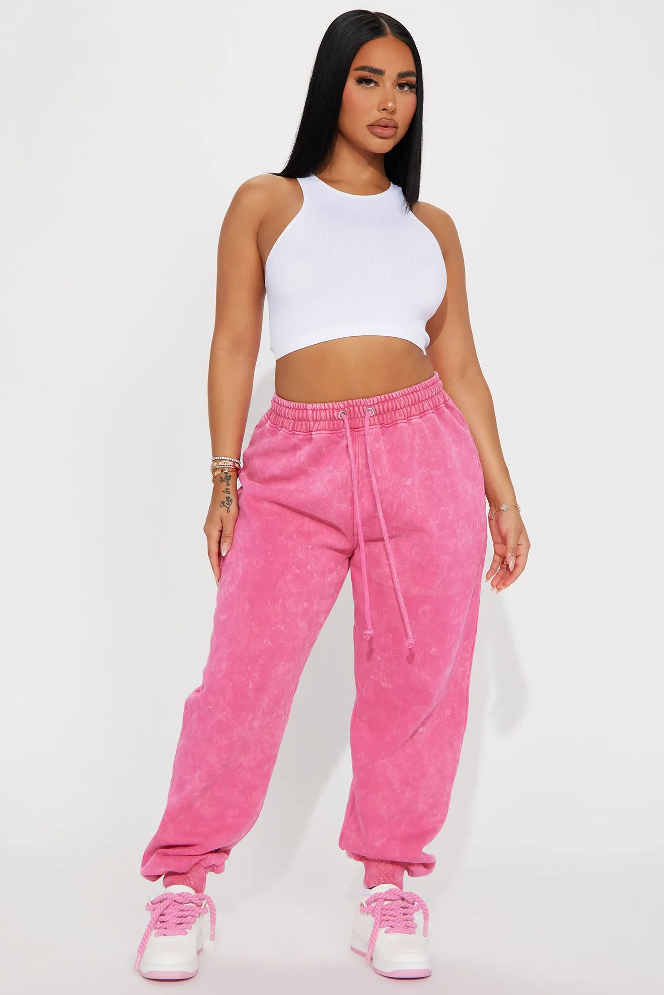 Aaliyah Washed Lounge Jogger - Fuchsia