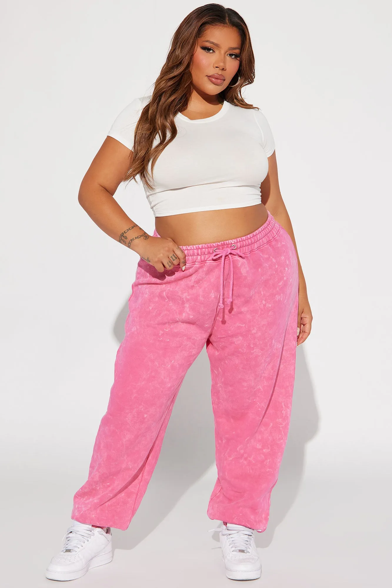 Aaliyah Washed Lounge Jogger - Fuchsia