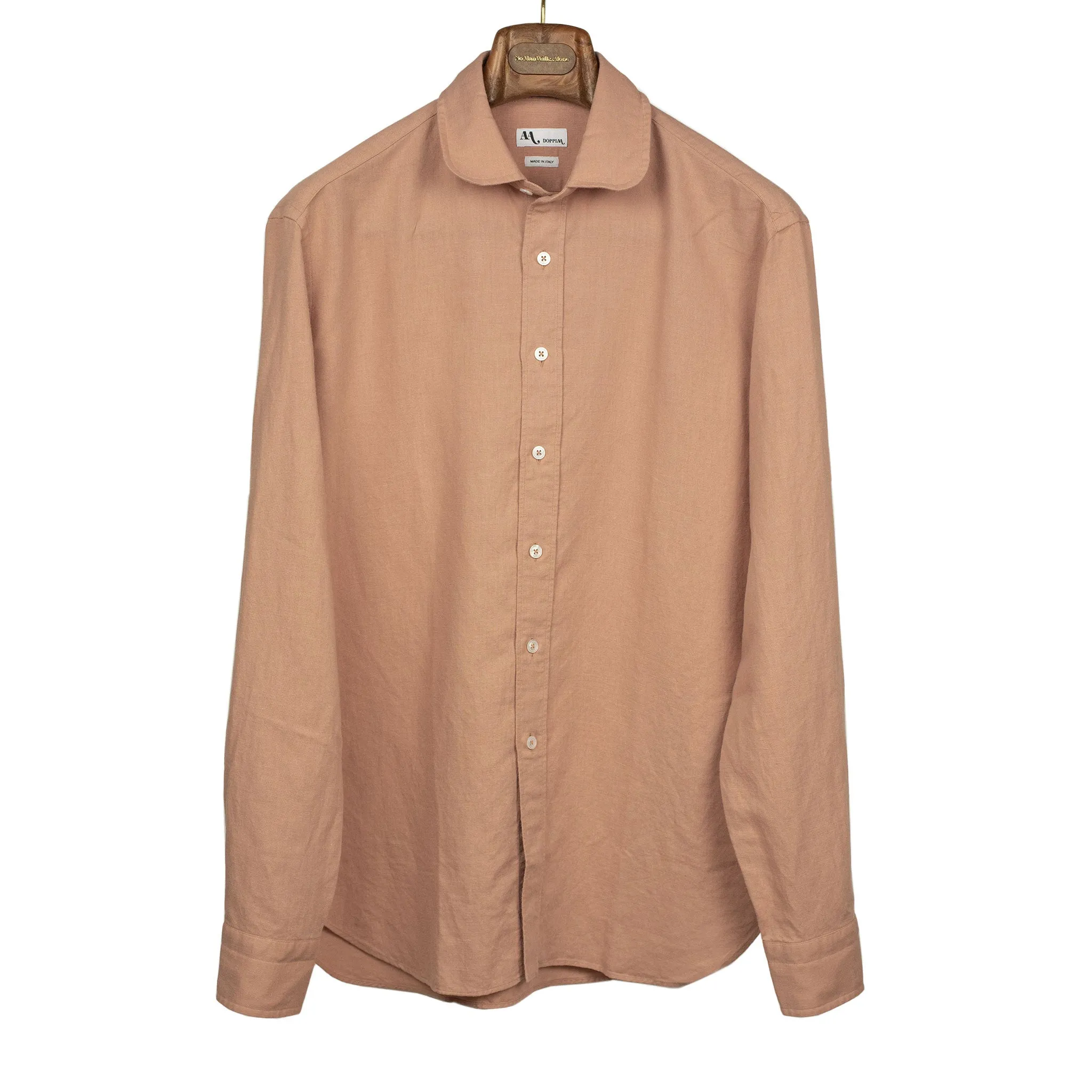 AAmberes long-sleeve club collar shirt in blush pink linen cotton