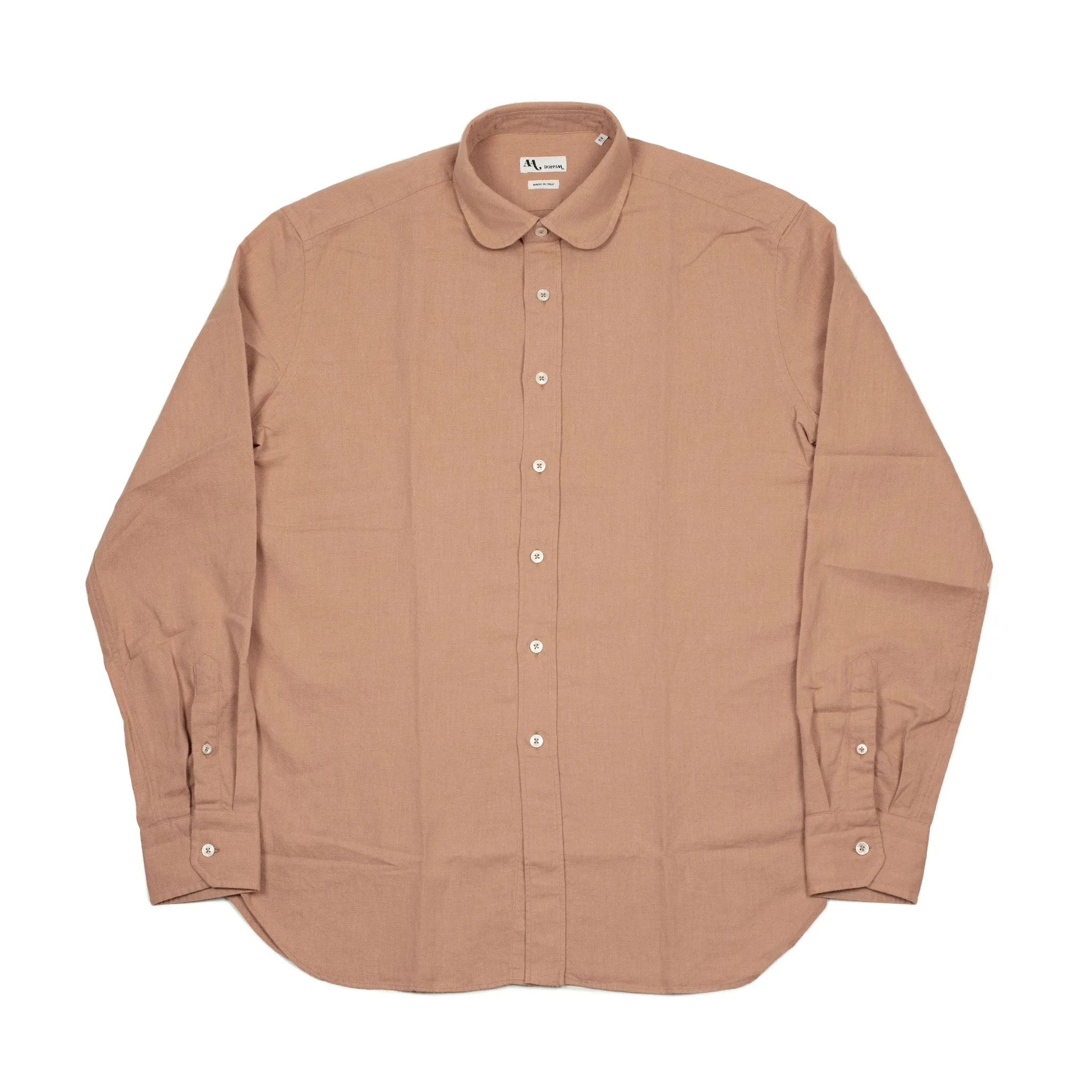 AAmberes long-sleeve club collar shirt in blush pink linen cotton