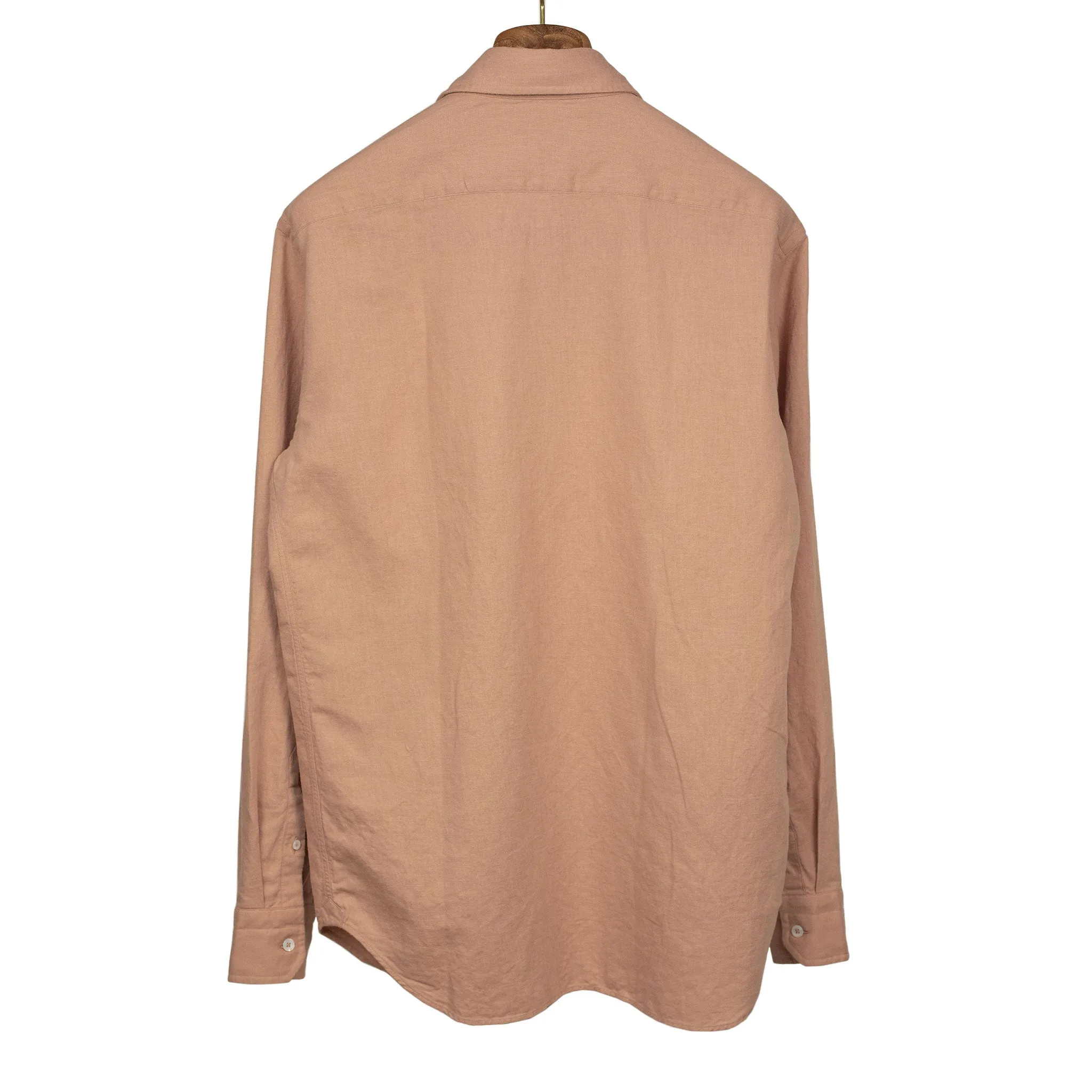 AAmberes long-sleeve club collar shirt in blush pink linen cotton