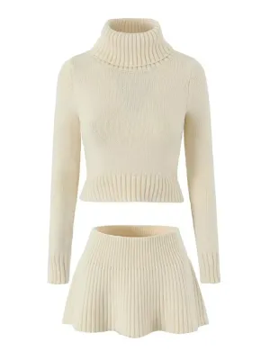 A&A Knitted Sweater Mini Skirt Two Piece Set