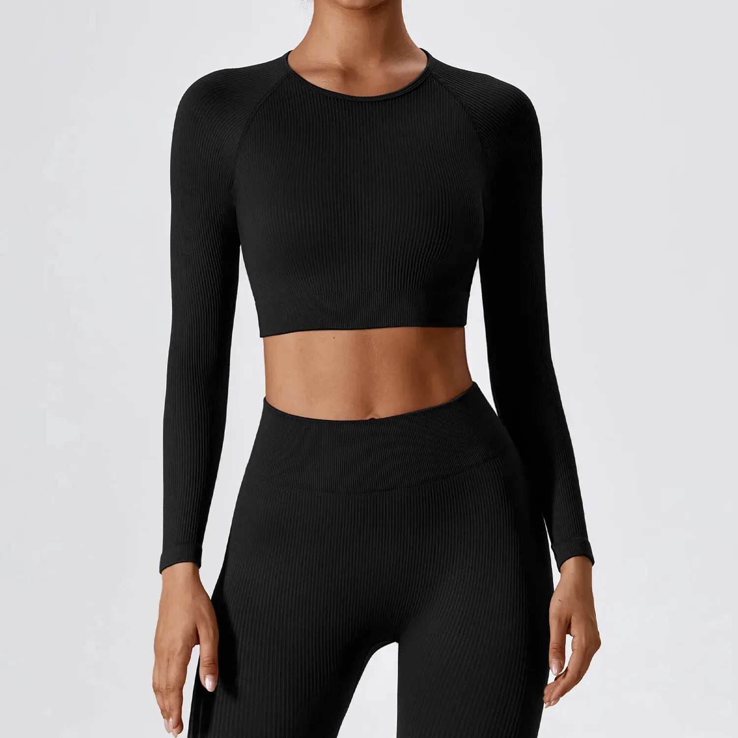 A&A Long Sleeve Ribbed Gym Top