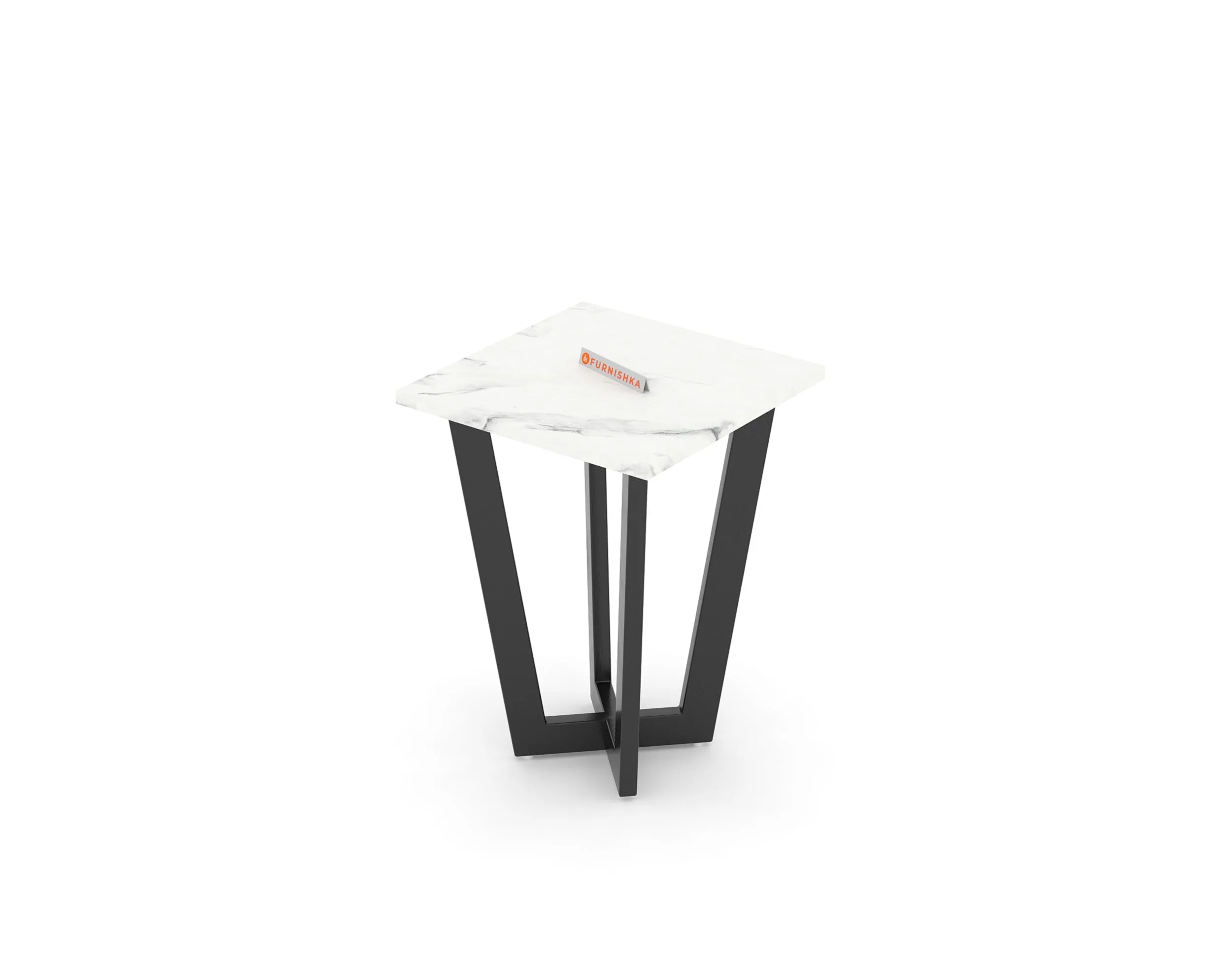 Aanvo Marble Top Side Table In Black Finish