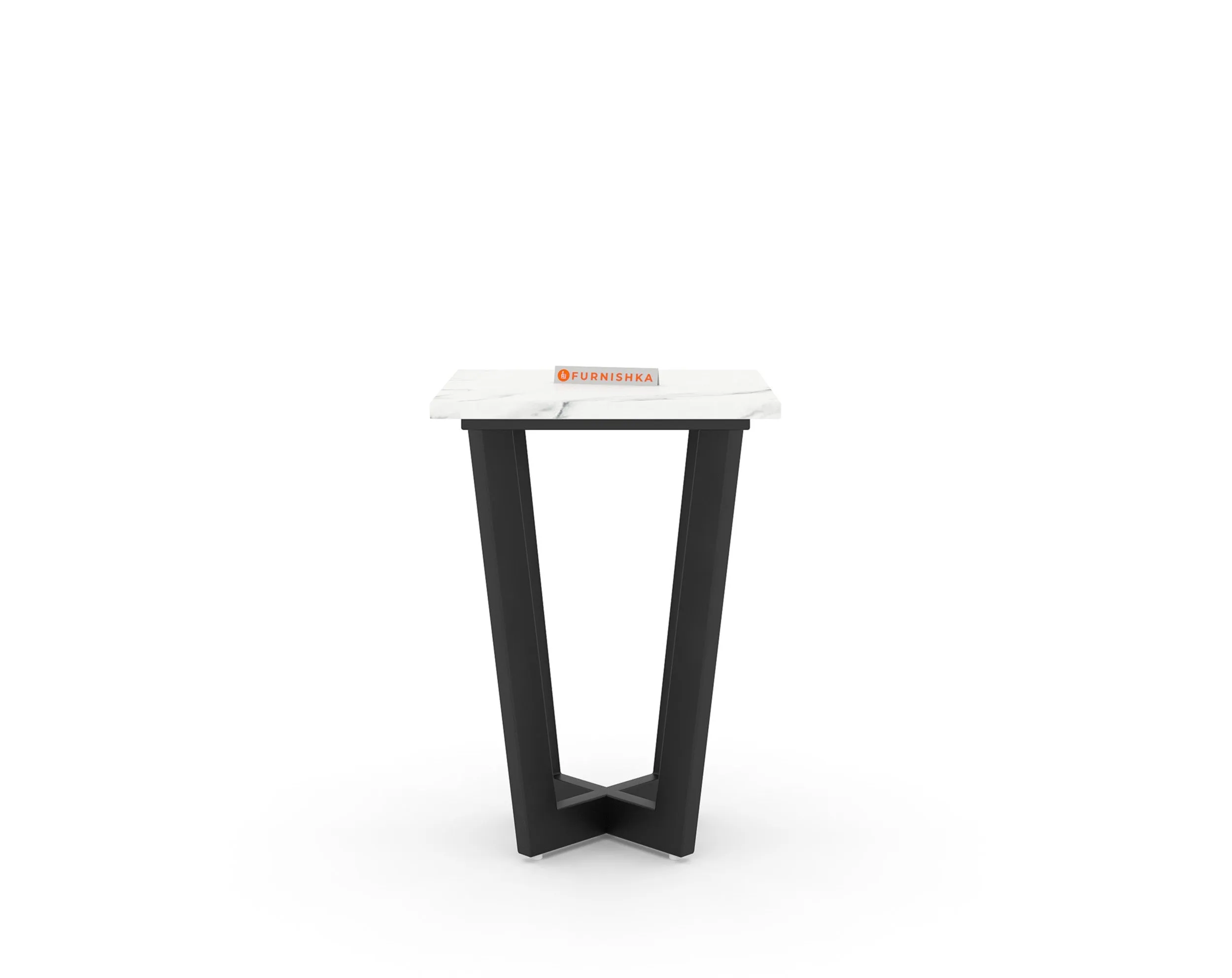 Aanvo Marble Top Side Table In Black Finish