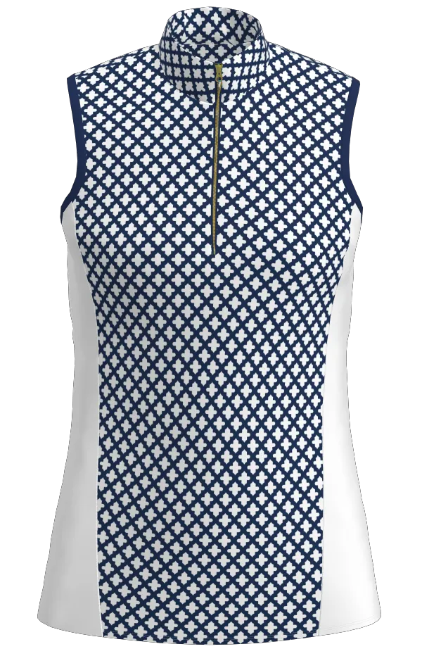 AB SPORT Women's Mosaic Print Mock Zip Sleeveless Golf Shirt GP03-MOSNW