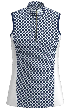 AB SPORT Women's Mosaic Print Mock Zip Sleeveless Golf Shirt GP03-MOSNW