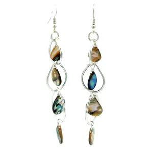 Abalone Fine Silver Chandelier Earrings