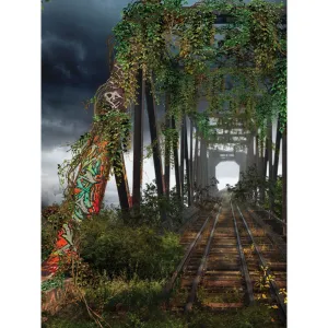 Abandoned Train Trellis Printed Backdrop