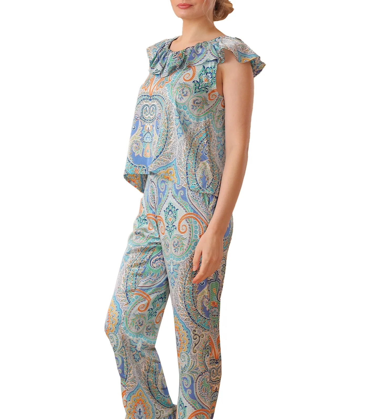 Abby Pajama Set in Blue Multicolor