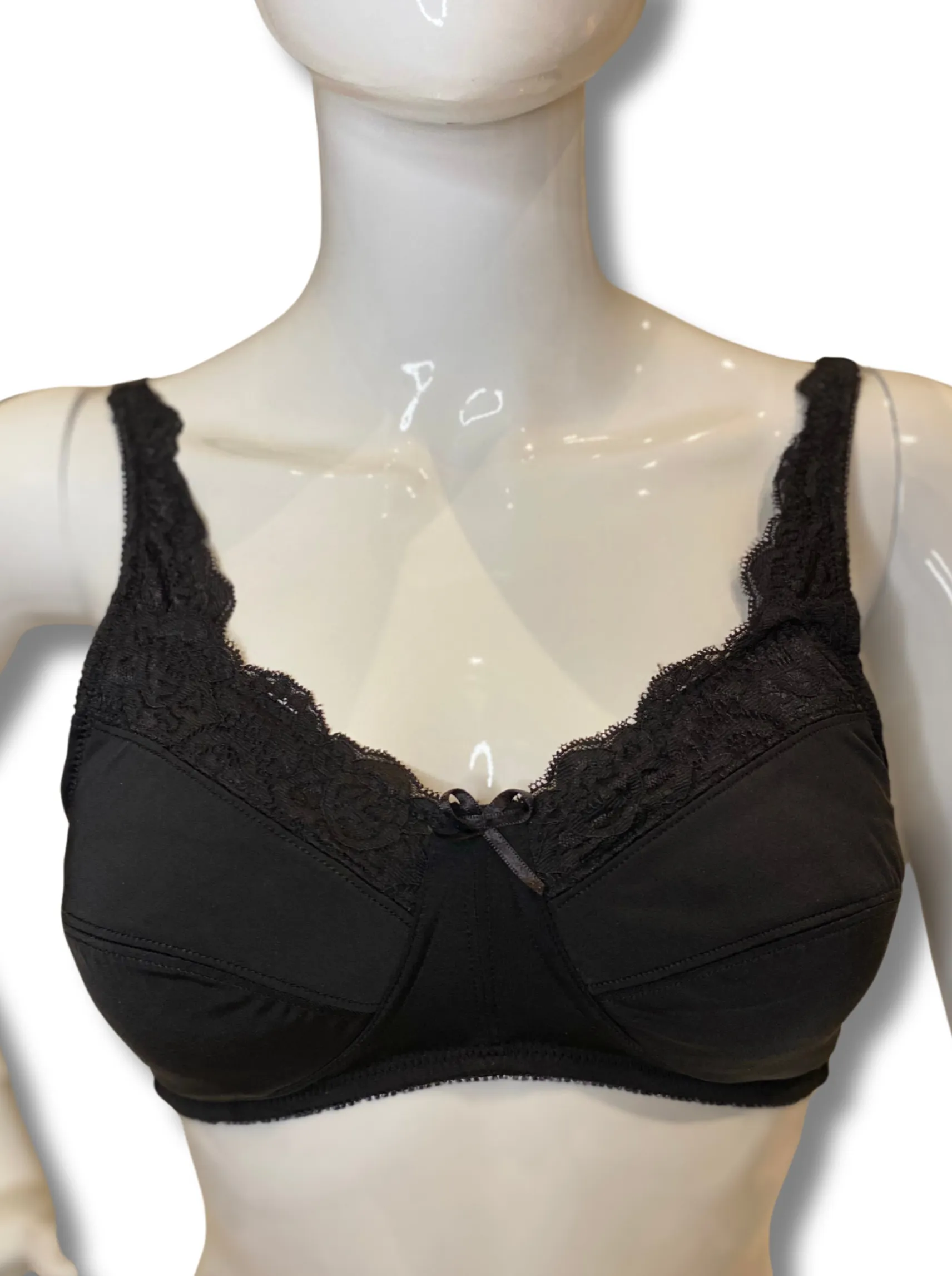 ABC Lace Front Mastectomy Bra - Black