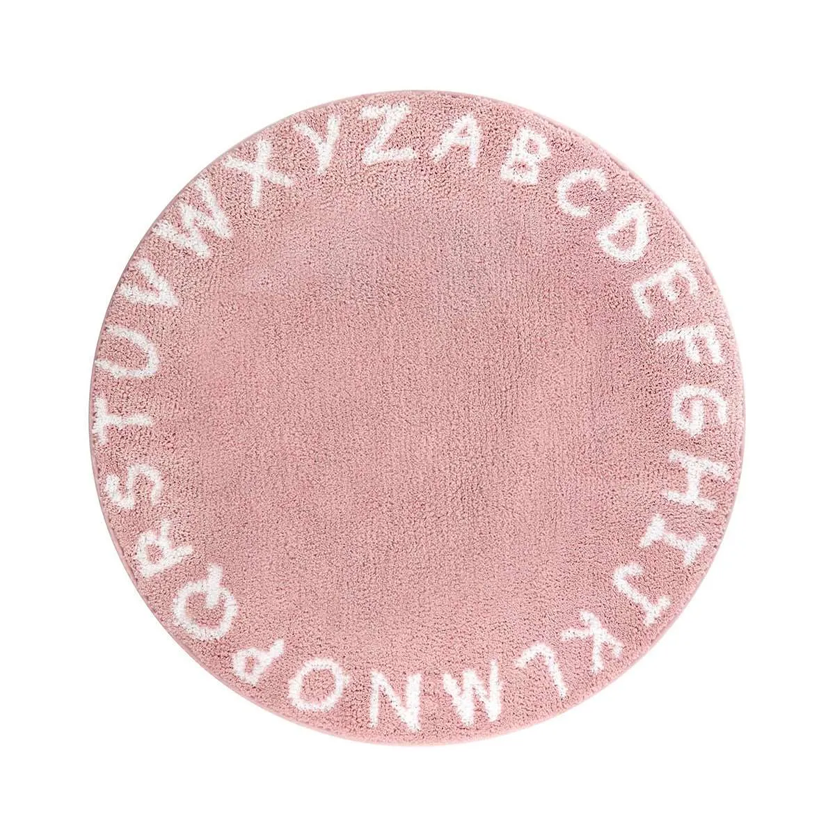 Abella ABC Alphabet Kids Pink Round Rug