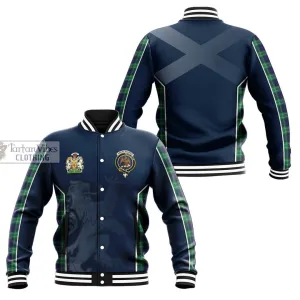 Abercrombie Tartan Baseball Jacket with Family Crest and Lion Rampant Vibes Sport Style