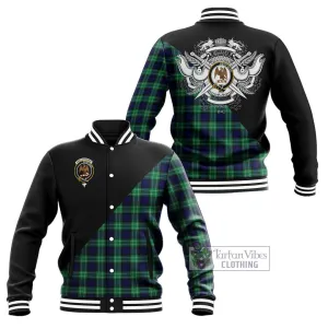 Abercrombie Tartan Baseball Jacket with Family Crest and Military Logo Style