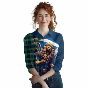 Abercrombie Tartan Family Crest Women's Casual Shirt with Scottish Majestic Lion