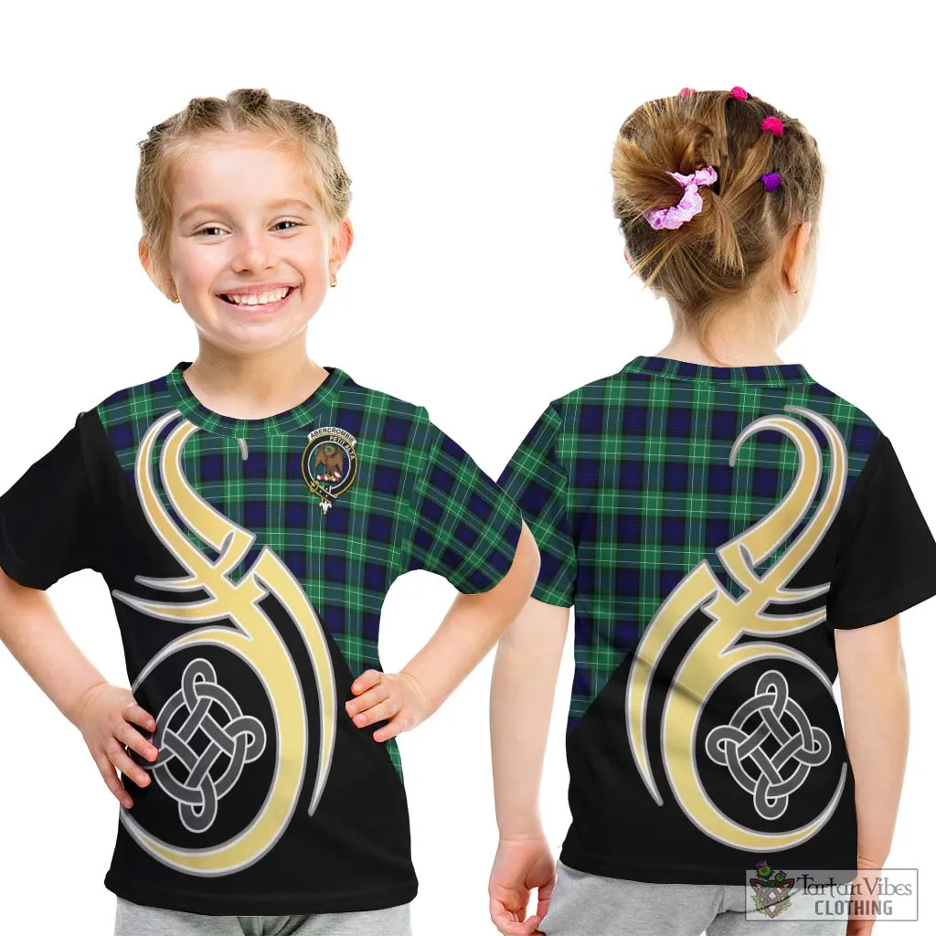 Abercrombie Tartan Kid T-Shirt with Family Crest and Celtic Symbol Style