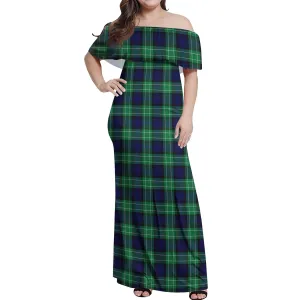 Abercrombie Tartan Off Shoulder Long Dress