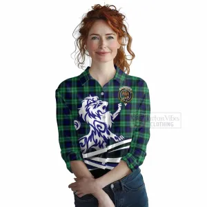 Abercrombie Tartan Women's Casual Shirt with Alba Gu Brath Regal Lion Emblem