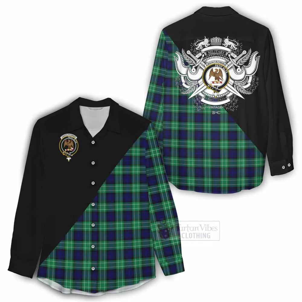 Abercrombie Tartan Women's Casual Shirt with Family Crest and Military Logo Style