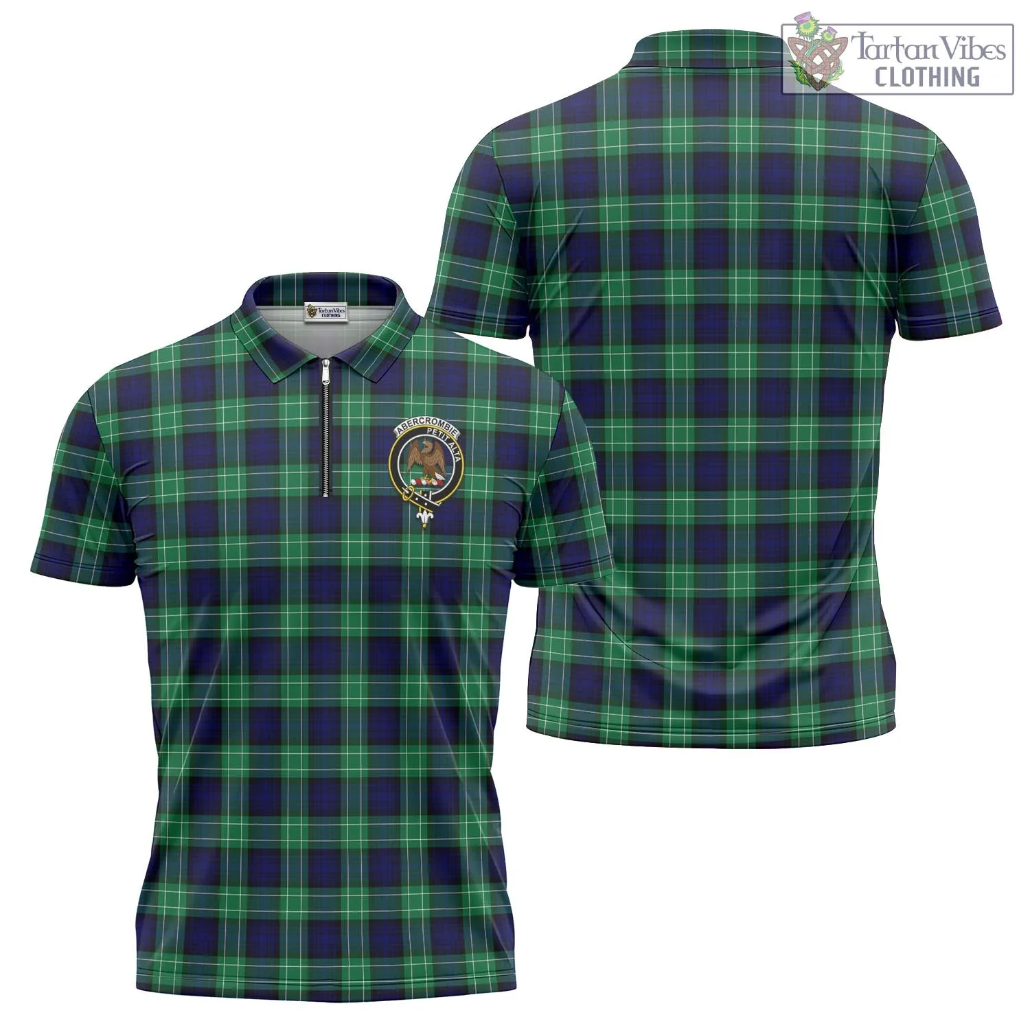 Abercrombie Tartan Zipper Polo Shirt with Family Crest