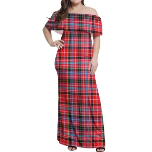 Aberdeen District Tartan Off Shoulder Long Dress