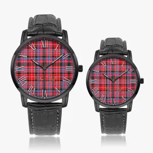 Aberdeen District Tartan Personalized Your Text Leather Trap Quartz Watch