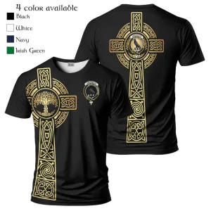 Abernethy Clan Mens T-Shirt with Golden Celtic Tree Of Life