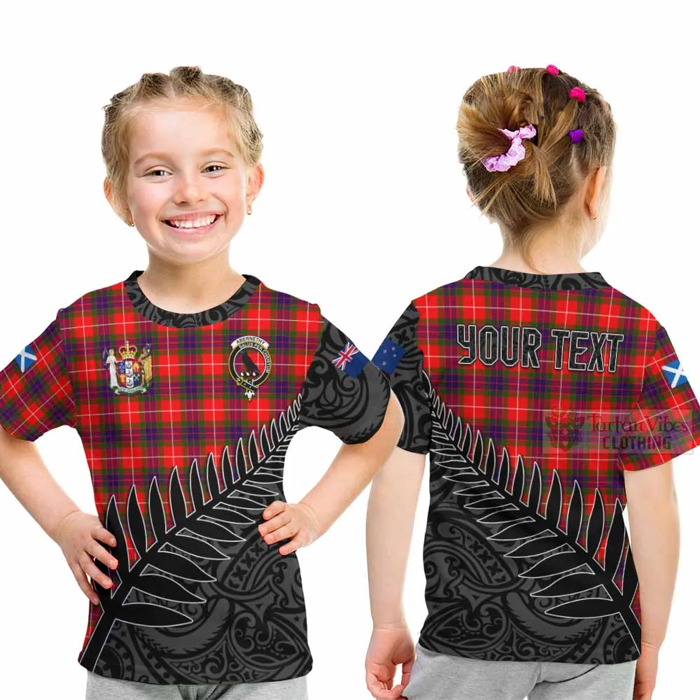 Abernethy Crest Tartan Kid T-Shirt with New Zealand Silver Fern Half Style